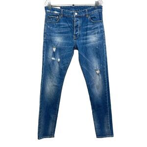 Inimigo Mens Jeans Slim Stretch Distressed 5 Pocket Button Fly Blue EUR 50/ US32
